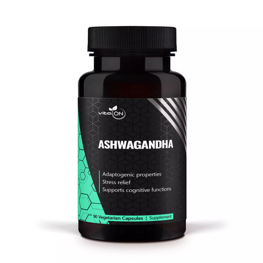 Extract de Ashwagandha, cunoscut pentru proprietățile adaptogene, energizante și de calmare a stresului.