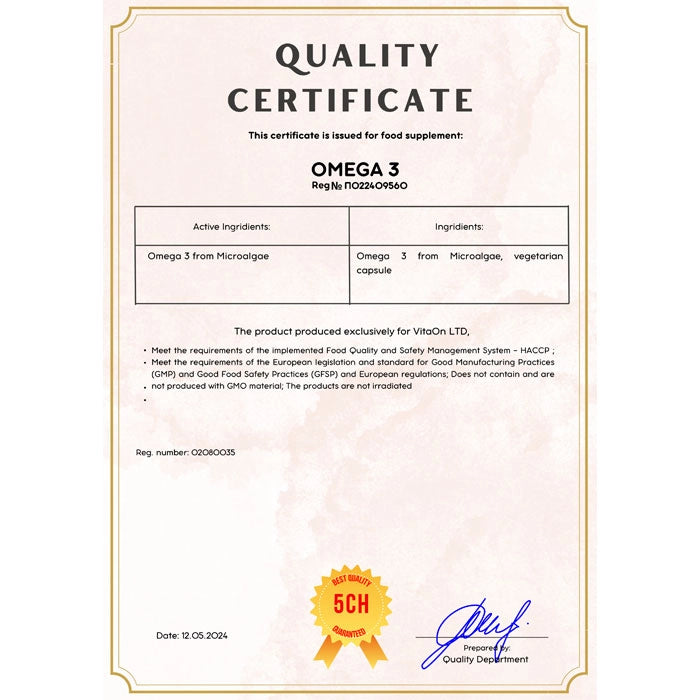 Certificat omega 3